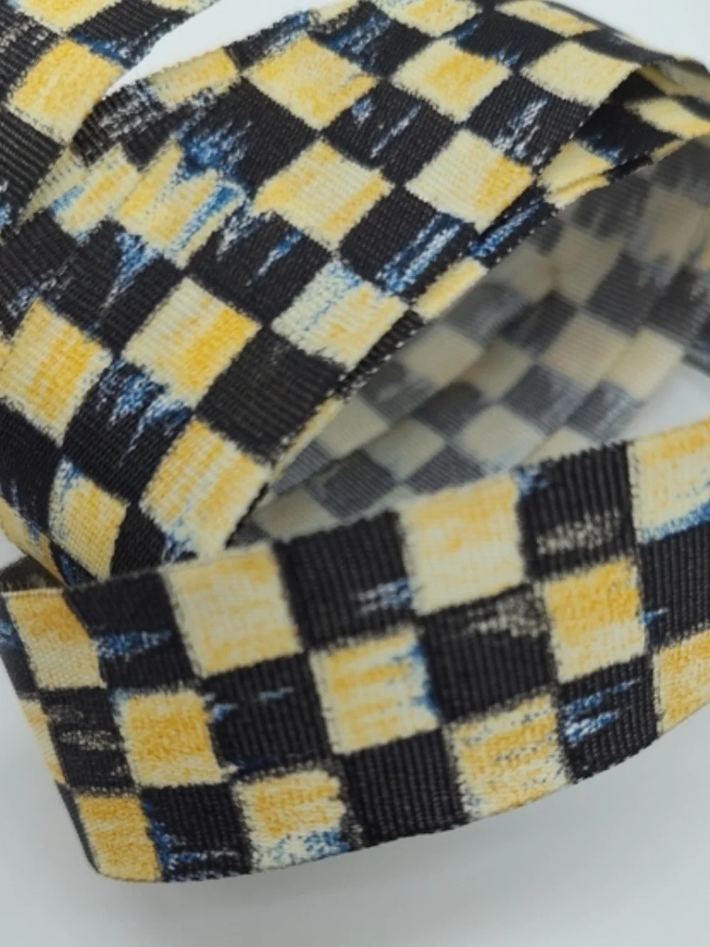 MACKENZIE-CHILDS Courtly Check Ribbon 10 Yards 1” Retired Taffeta Yellow OOP